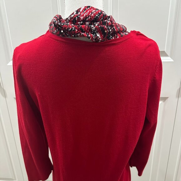 Excellent condition red long sleeve sweater with scarf sold at Belk, size medium - Picture 2 of 4